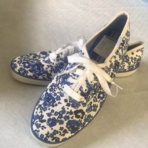 Keds floral blue sneakers never worn!